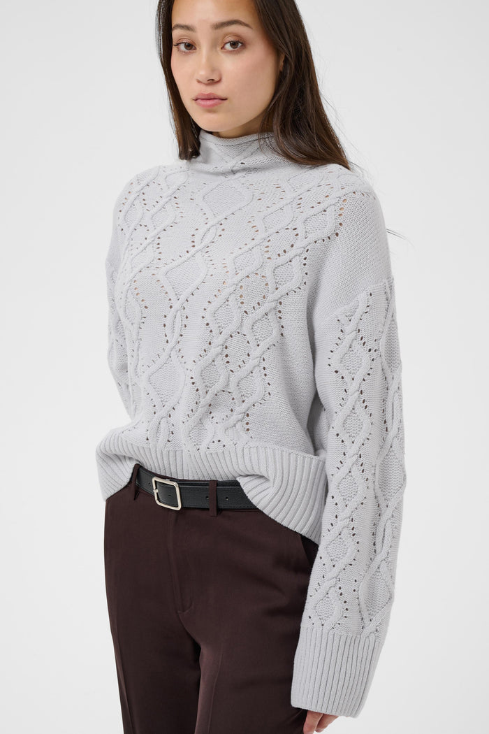 Part Two CharnelPW Jumper Grey Dawn 30310779 grey knit on model Shop Part Two at Dotique