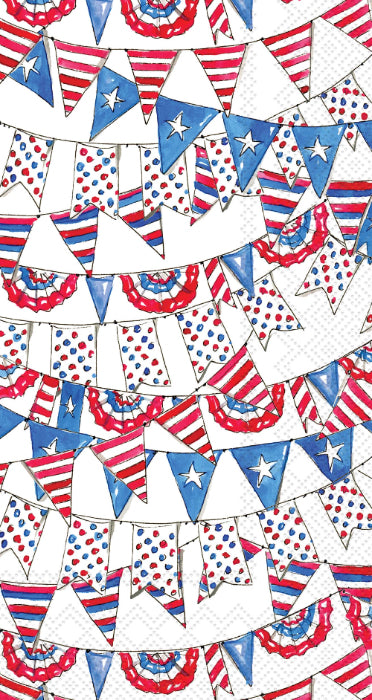 Boston International Paper Guest Towels 16 ct Patriotic Pennant Flag Rosanne Beck