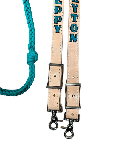 Personalized Barrel Reins leather and paracord , Round with grip knots...You choose color and length