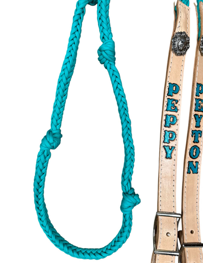 Personalized Barrel Reins leather and paracord , Round with grip knots...You choose color and length