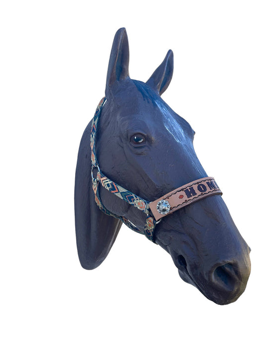 PERSONALIZED earth tone  aztec print nylon horse halter