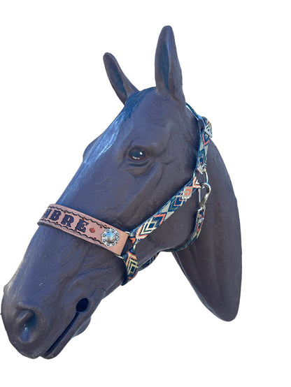 PERSONALIZED earth tone  aztec print nylon horse halter