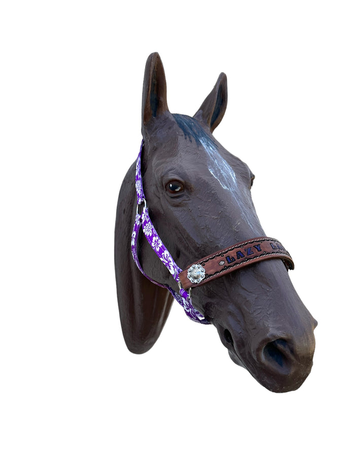 PERSONALIZED purple  nylon horse halter