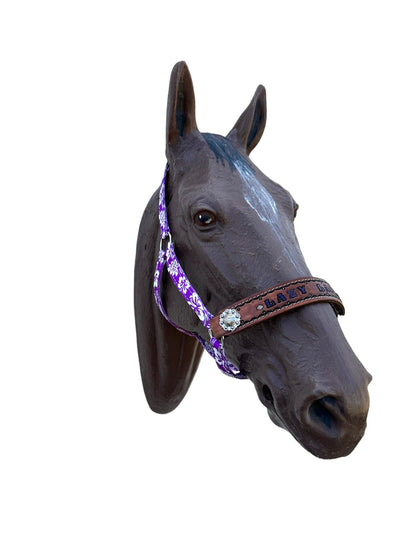 PERSONALIZED purple  nylon horse halter