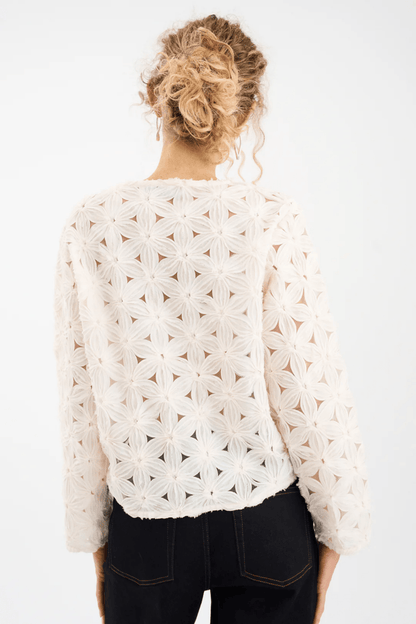 Pieszak J235155 PD - Lexie D Chiffon Cardigan White Pearl - Dotique - Pieszak