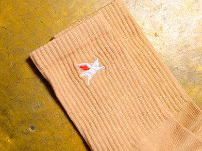 Pigasus Embroidery Socks - Camel