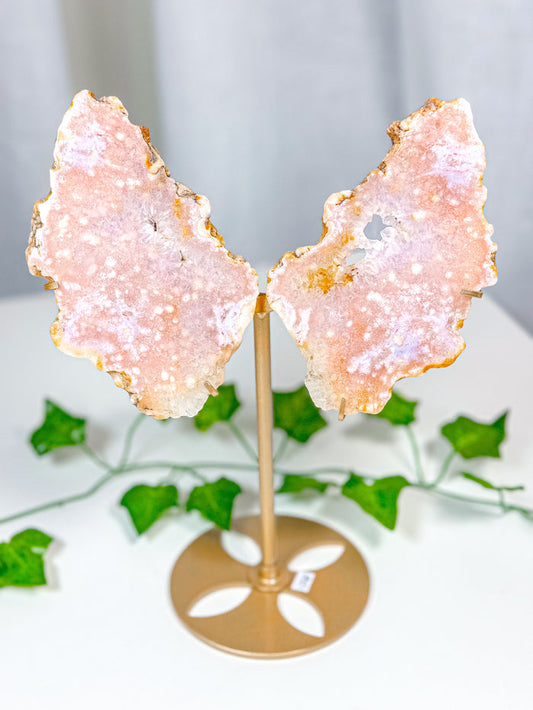Pink Amethyst Butterfly Wings on Stand (135B)