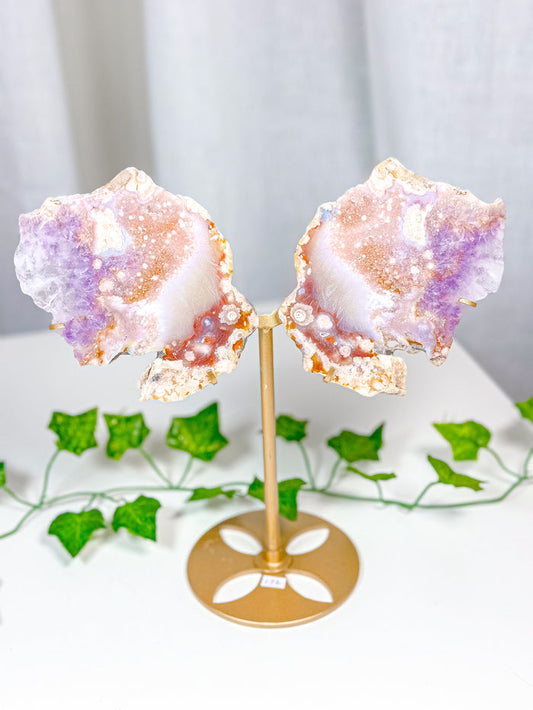 Pink Amethyst Butterfly Wings on Stand (172)