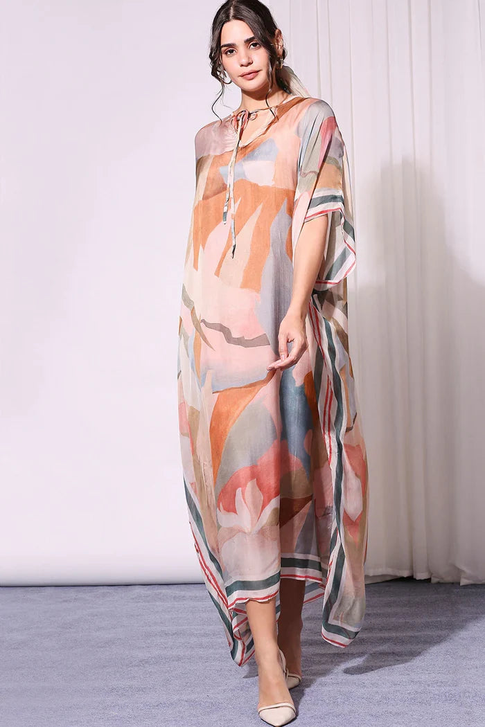 Pink Conversational Kaftan Dress