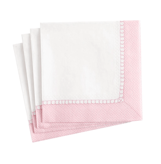 Caspari Pink Linen Border Napkin