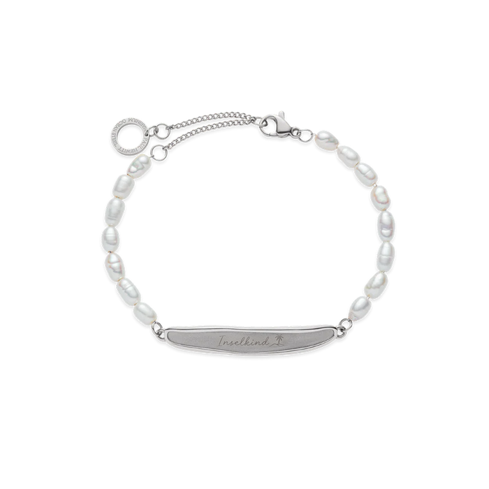 Plate Pearl Armkette Silber