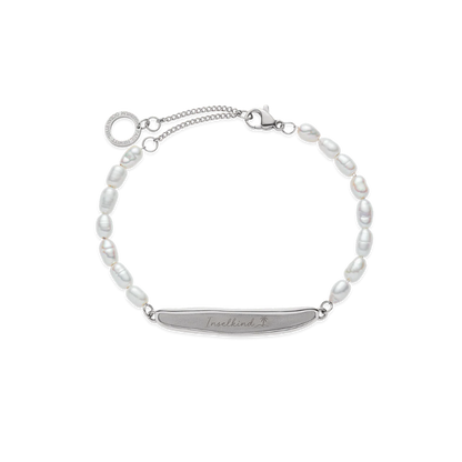 Plate Pearl Armkette Silber