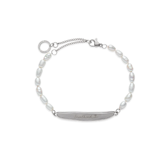 Plate Pearl Armkette Silber