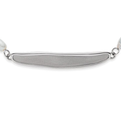 Engravable Plate Pearl Armkette Silber