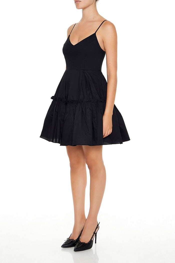 Pleated Flounce Cami Mini Dress