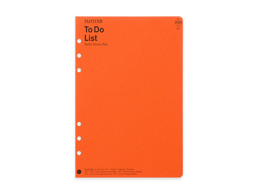 PLOTTER Refill Memo Pad To Do List - A5 Size