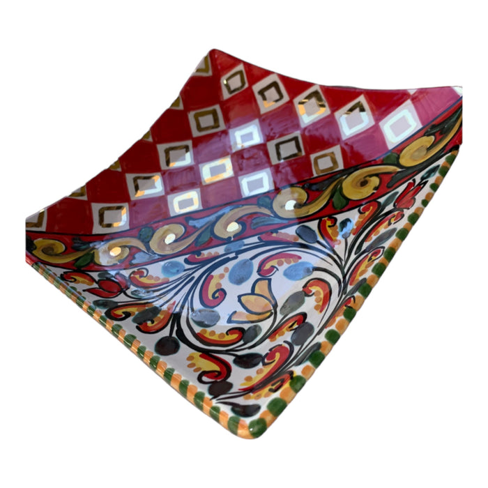 Pocket emptier Elite series Caltagirone Ceramic With Pure Gold Enamel- 21x21 h4 cm