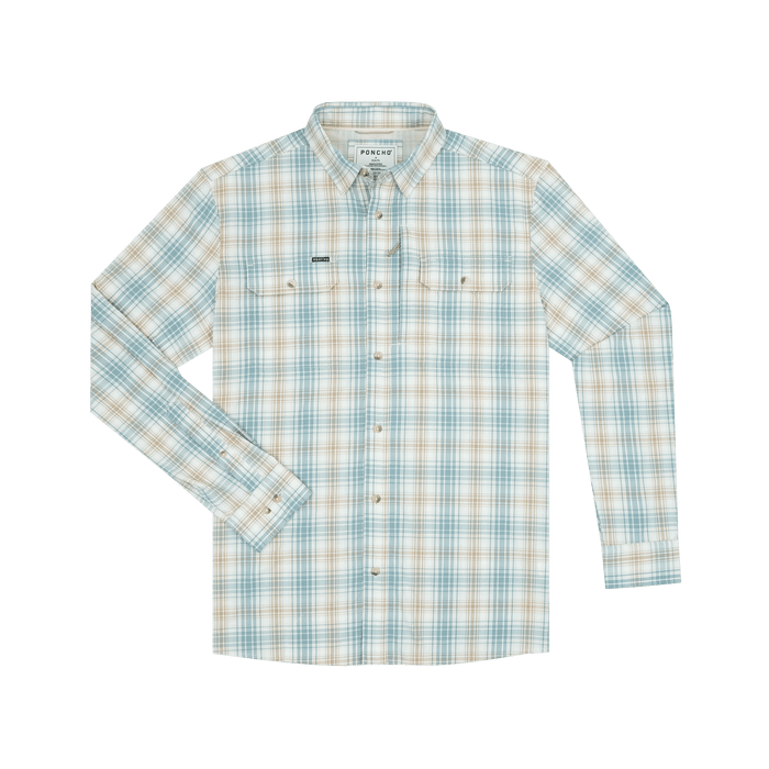 Poncho The Nervous Water Poncho Brown and Green Plaid / L Men's Long Sleeve Button Down Shirts Rivers and Glen Trading Co