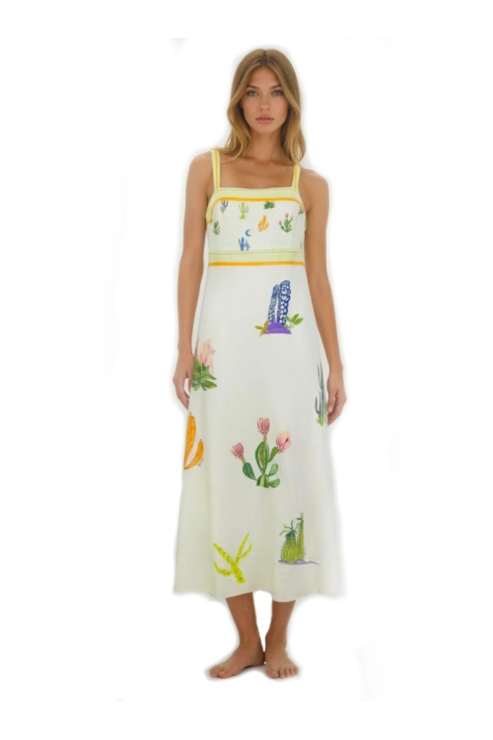 Discover the Pepper Cactus Cream Dress from Pranella — a lightweight, effortless style with a fresh print. Perfect for everyday warm-weather dressing. Shop Dotique.