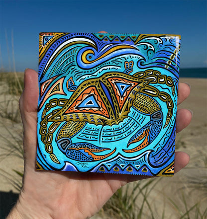 Primitive Crab Ceramic Tile