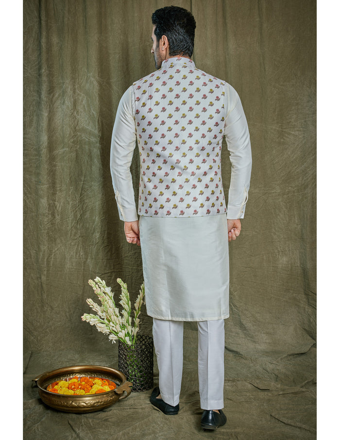 Printed Chanderi Silk Kurta Set