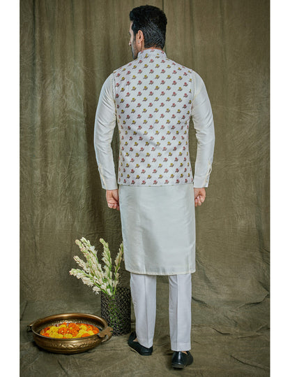 Printed Chanderi Silk Kurta Set