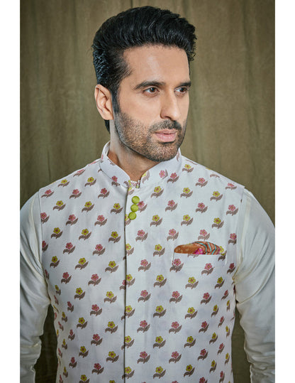 Printed Chanderi Silk Kurta Set