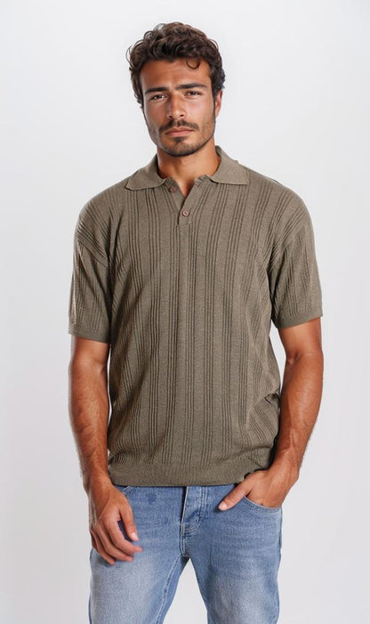 R205800-TEXTURED POLO SHIRT - OLIVE GREEN