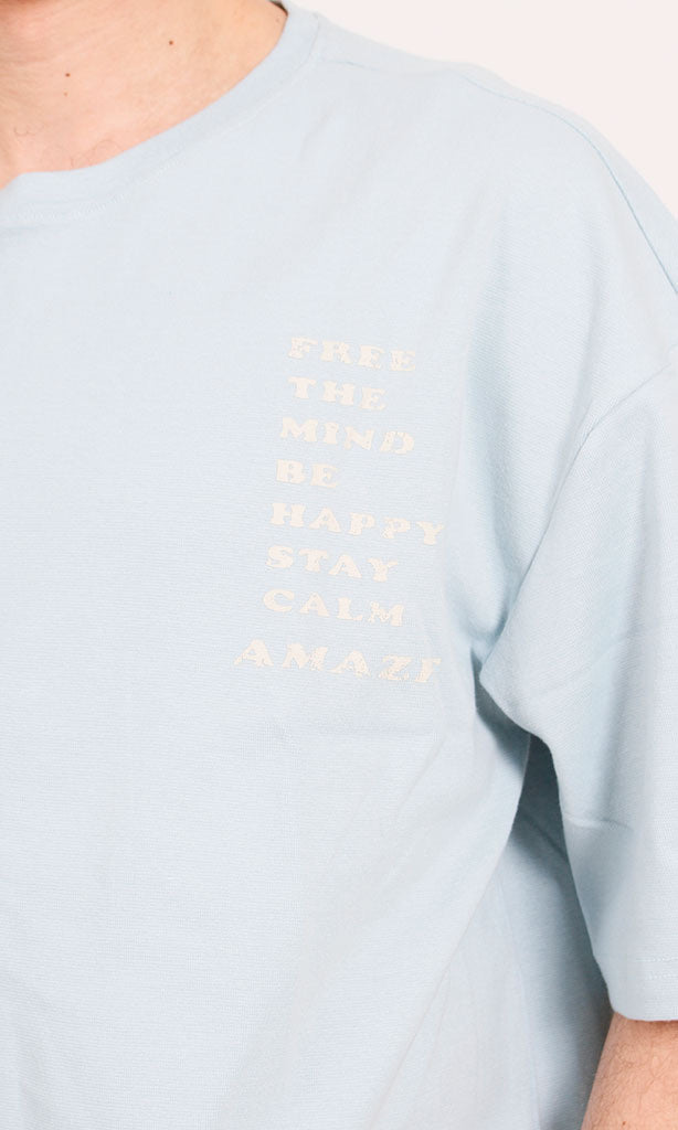 R205838 - Minimalist Typography T-Shirt – Light Blue