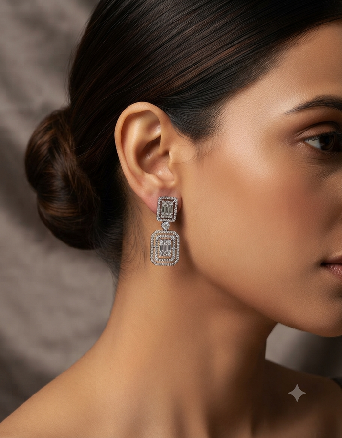 Radiant-Shaped Dangling Earrings