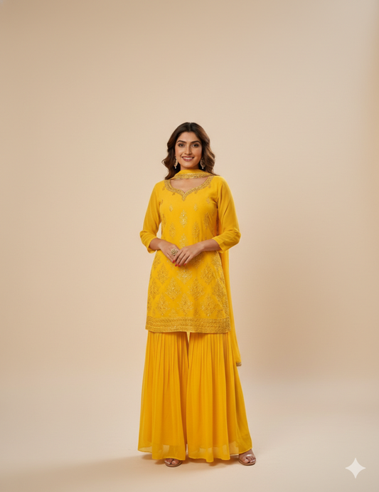 Radiant Yellow Sharara Set