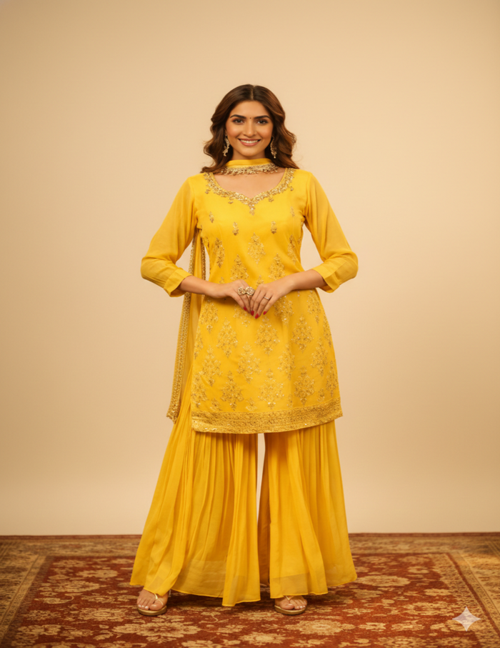 Radiant Yellow Sharara Set