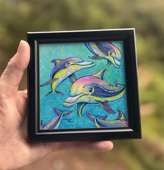 Rainbow Dolphin Framed Art