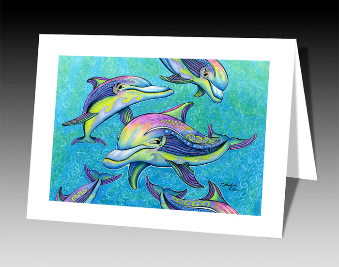Rainbow Dolphins Notecard