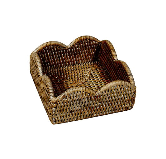 Caspari Party Rattan Scallop Napkin Holder, Cocktail