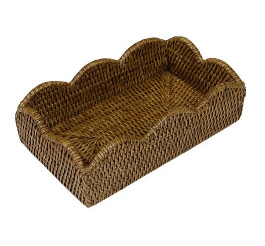 Caspari Party Rattan Scallop Napkin Holder, Guest