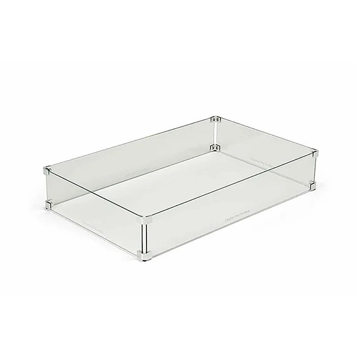 Rectangle Fire Pit Glass Wind Guard by HPC Fire