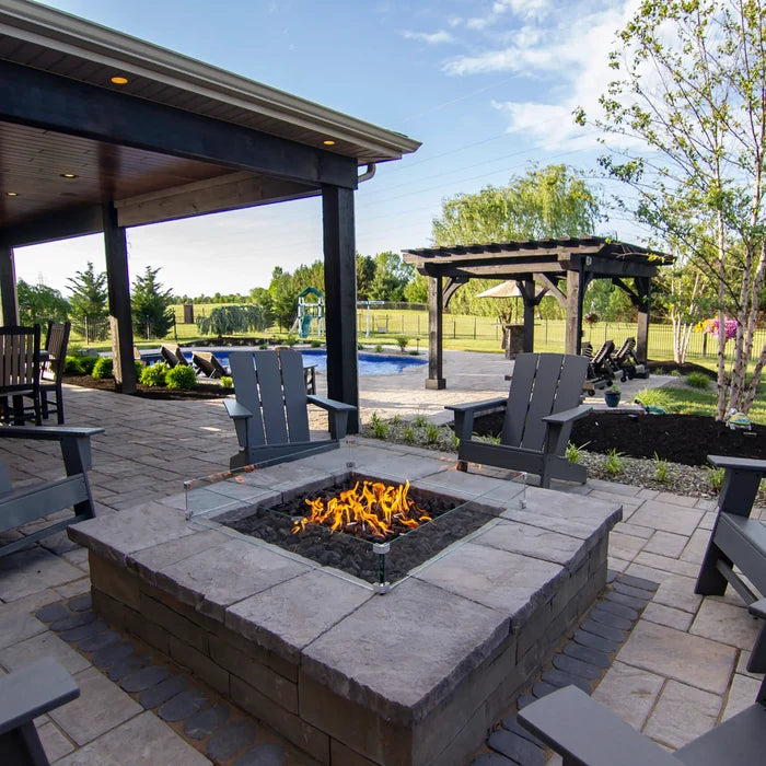 Rectangle Fire Pit Glass Wind Guard by HPC Fire