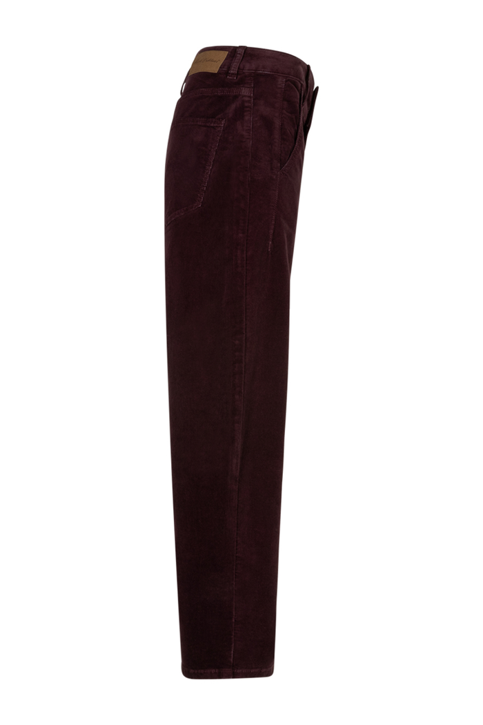 Red Button SRB5021 Caitlina 19w Fine Cord Trousers L30 Burgundy side view Shop Red Button at Dotique