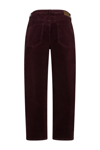 Red Button SRB5021 Caitlina 19w Fine Cord Trousers L30 Burgundy back view Shop Red Button at Dotique