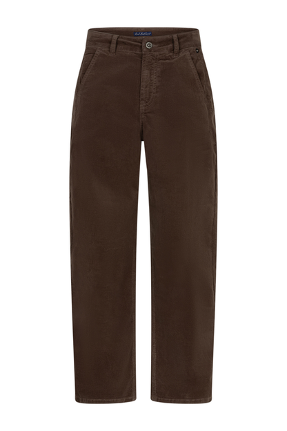 Red Button SRB5021 Caitlina 19w Fine Cord Trousers L30 Mud front view Shop Red Button at Dotique