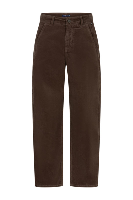 Red Button SRB5021 Caitlina 19w Fine Cord Trousers L30 Mud front view Shop Red Button at Dotique