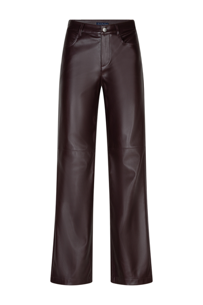 Red Button SRB5077A Colette Faux Leather Trousers L31 Burgundy front view Shop Red Button at Dotique