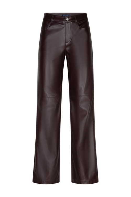 Red Button SRB5077A Colette Faux Leather Trousers L31 Burgundy front view Shop Red Button at Dotique
