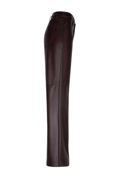 Red Button SRB5077A Colette Faux Leather Trousers L31 Burgundy side view Shop Red Button at Dotique