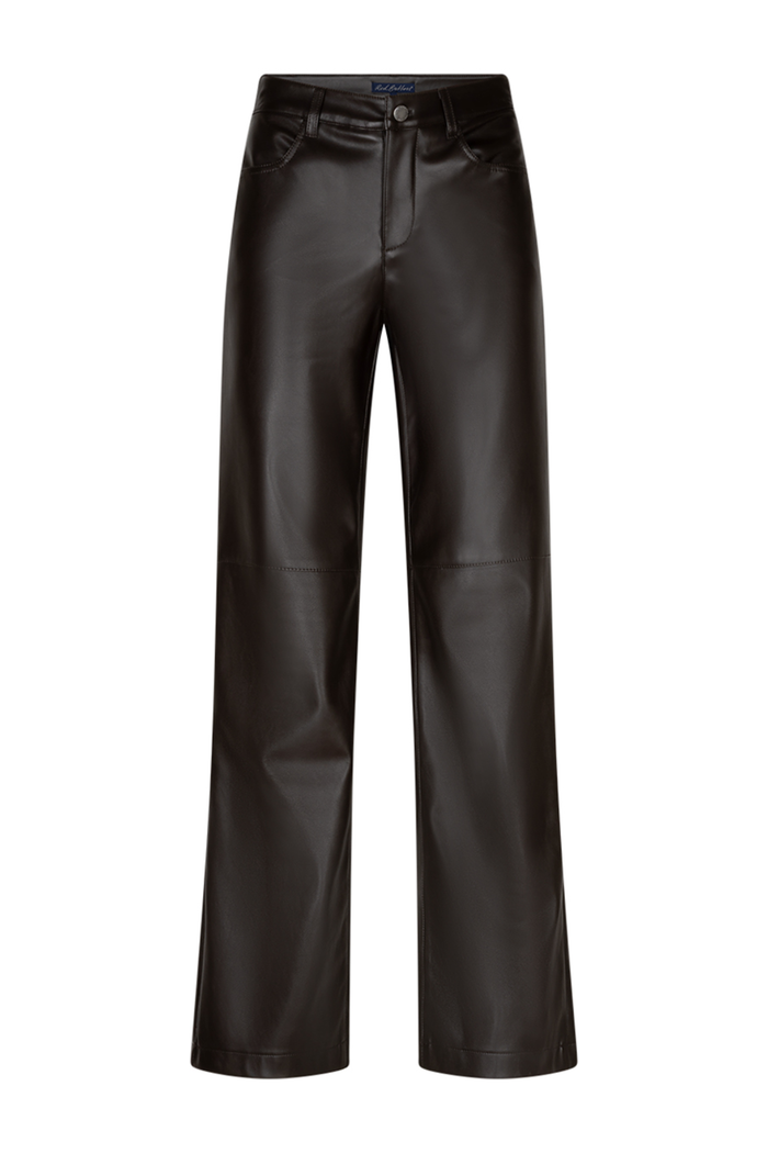 Red Button SRB5077A Colette Faux Leather Trousers L31 Espresso front view Shop Red Button at Dotique