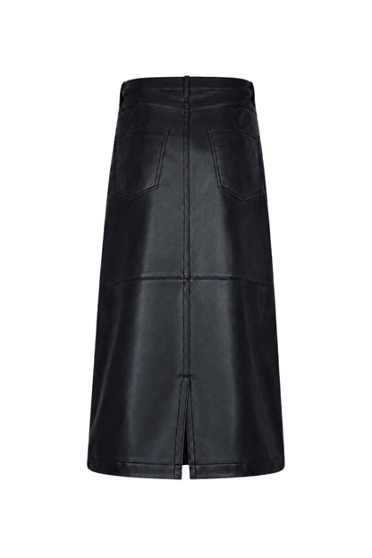 Red Button SRB5078 Alina Faux Leather Skirt Black front view Shop Red Button at Dotique