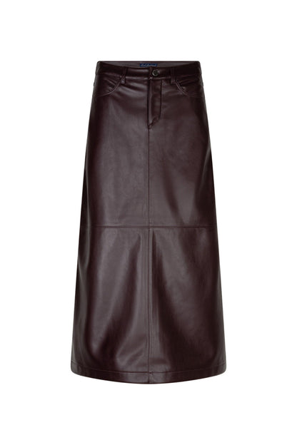 Red Button SRB5078 Alina Faux Leather Skirt Burgundy front view Shop Red Button at Dotique