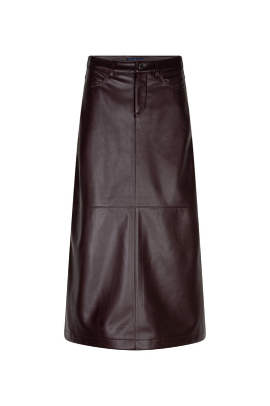Red Button SRB5078 Alina Faux Leather Skirt Burgundy front view Shop Red Button at Dotique