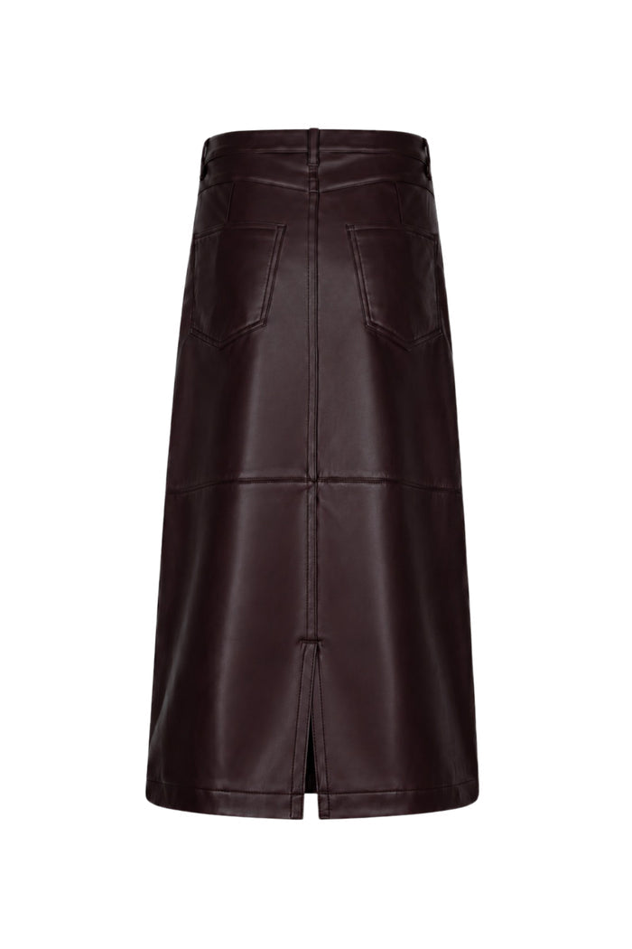 Red Button SRB5078 Alina Faux Leather Skirt Burgundy front view Shop Red Button at Dotique